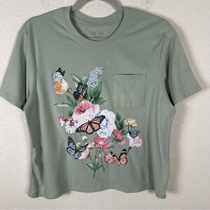 Zoe + Liv Women’s Sz M cropped boxy t-shirt Romantic Cottagecore Gardengirlcore
